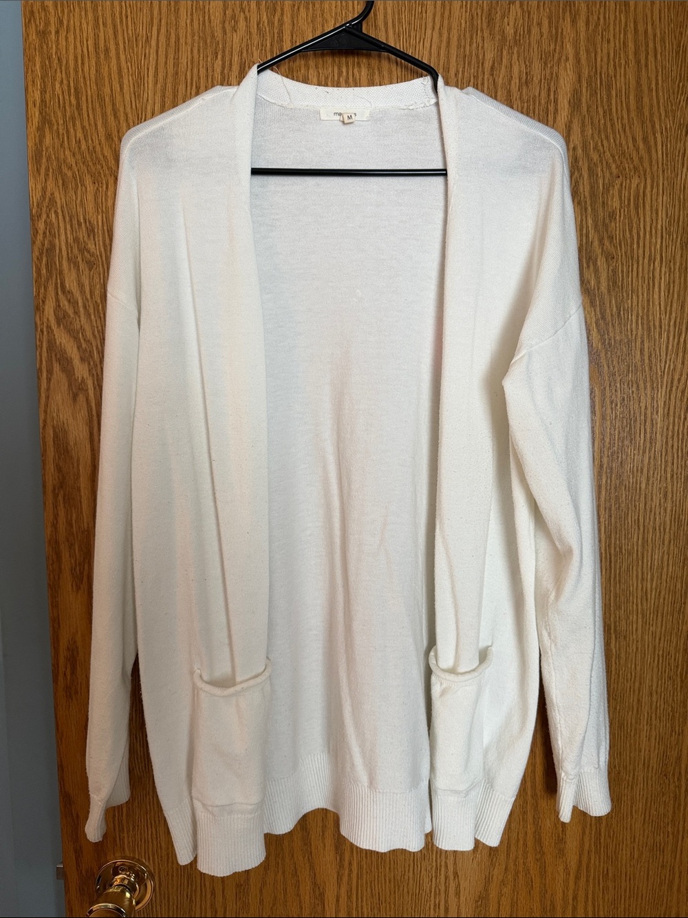 Maurices Cream Open-Front Knit Cardigan